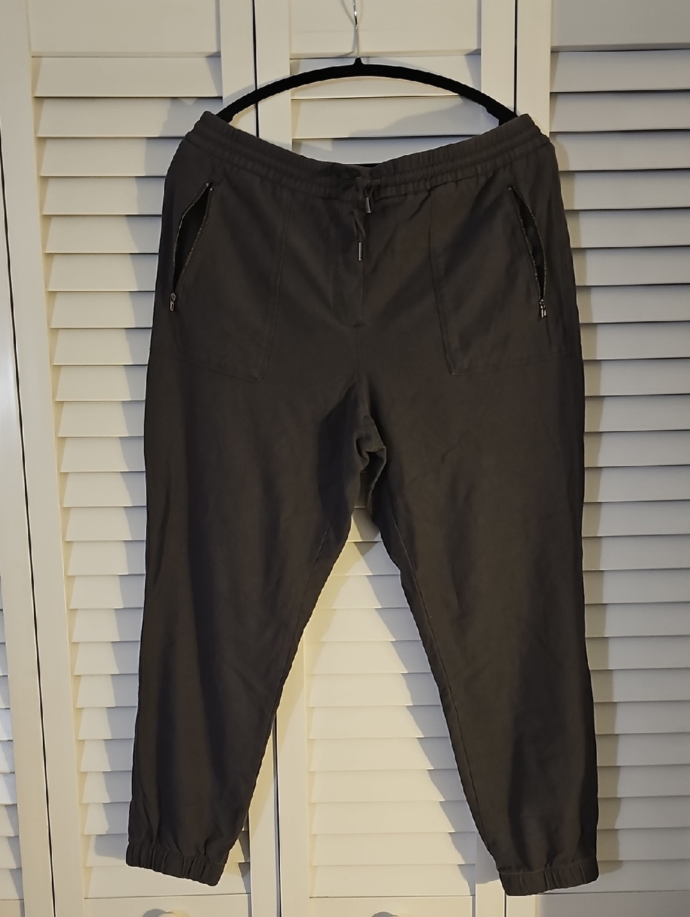Womens Gray Elastic Waist Jogger Pants